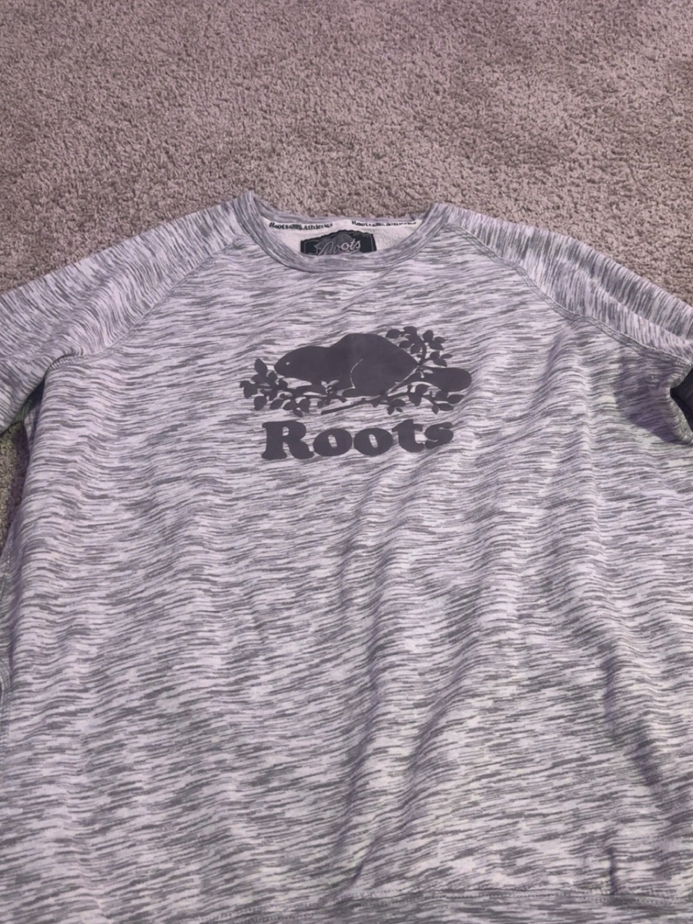 Roots Gray Marled Crewneck Sweatshirt with Dark Logo